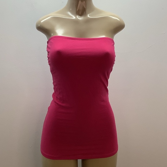Pink Strapless Tube Top With White Satin Lace Up Closure. New No Tags. - Picture 1 of 5